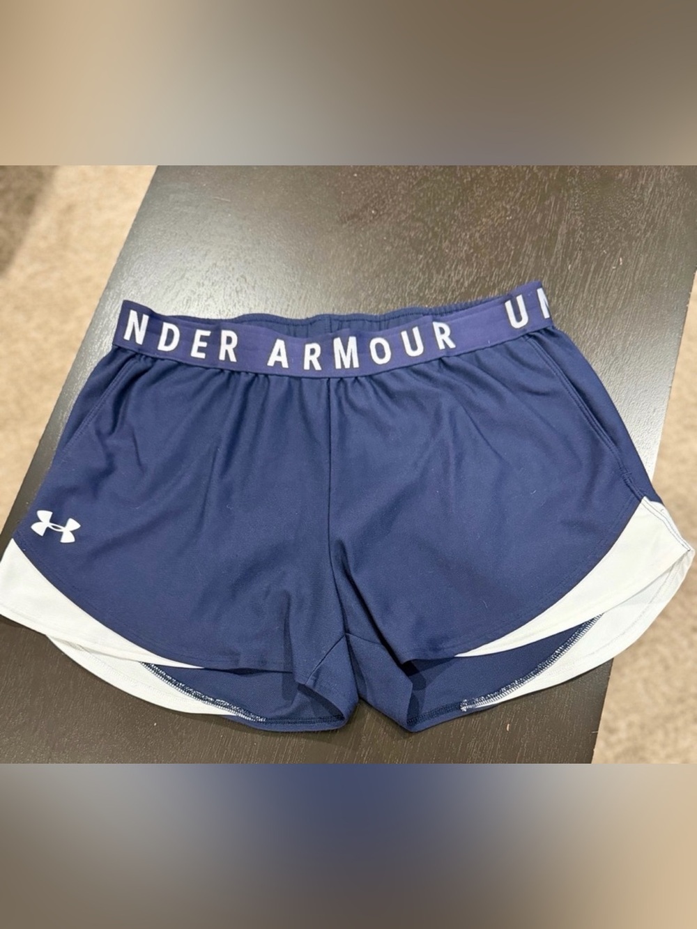 Under Armour Women's Navy Athletic Shorts with White Trim